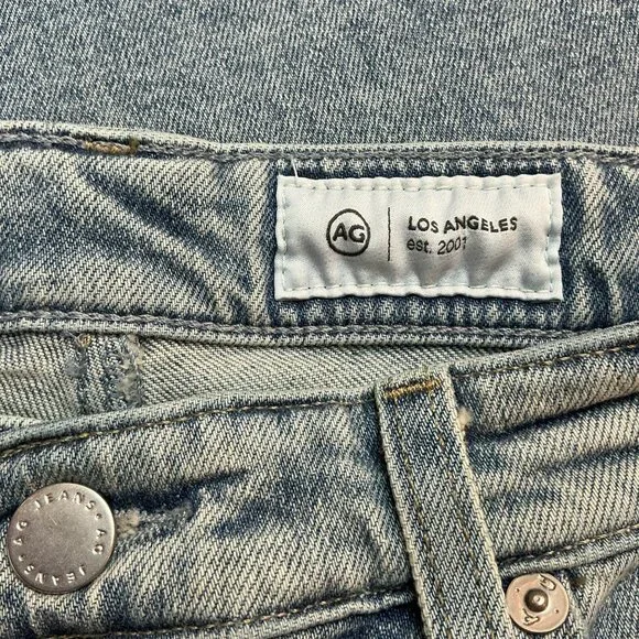 AG Saige Wide Leg Crop High Rise Fit Jeans Womens 27 Blue Raw Hem - Picture 9 of 12